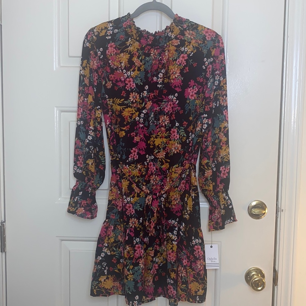 NWT Ophelia Roe Long Sleeve Floral Belted Dress